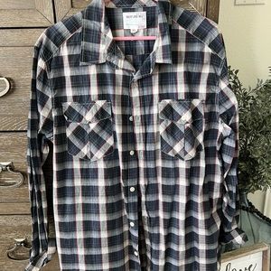 Warp and weft western style shirt, long sleeve button up size XL